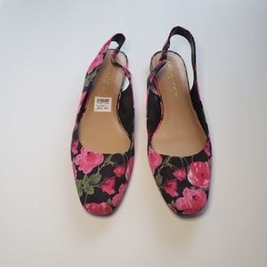 Christian Siriano for Playless Women Size 9.5 Floral Flats Shoes Black Floral